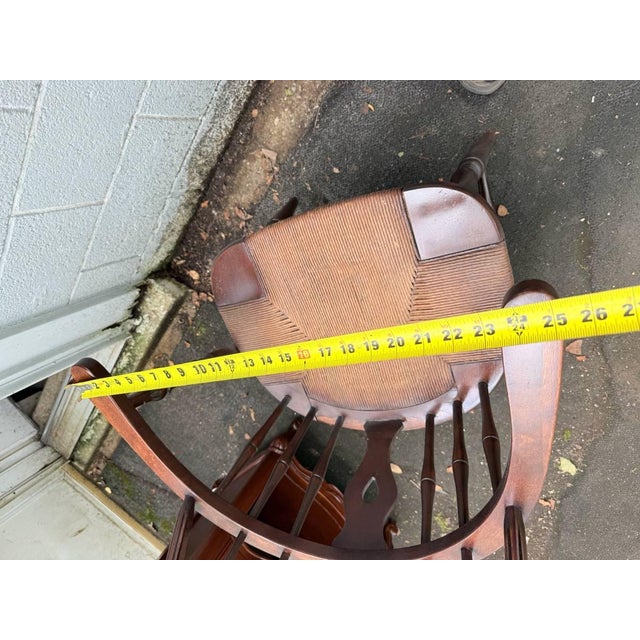 Vintage Windsor-Style Hoop-Back Rush Seat Armchair For Sale - Image 12 of 15