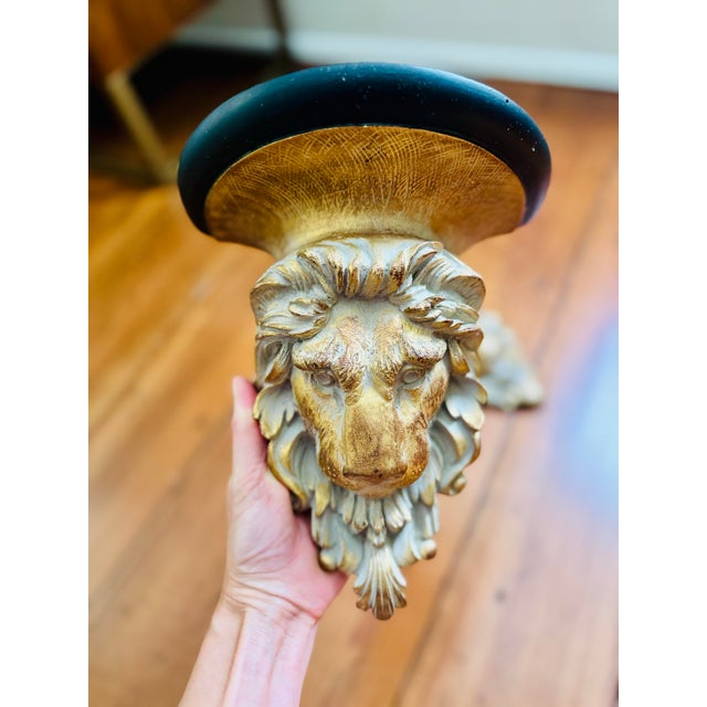 Traditional Vintage Gold and Black Lion Wall Shelf- A Pair For Sale - Image 3 of 6