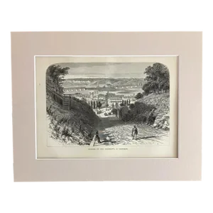 Antique 1874 Wood Engraving, "Bridges on the Mississippi at Dubuque" w/11x14 Mat