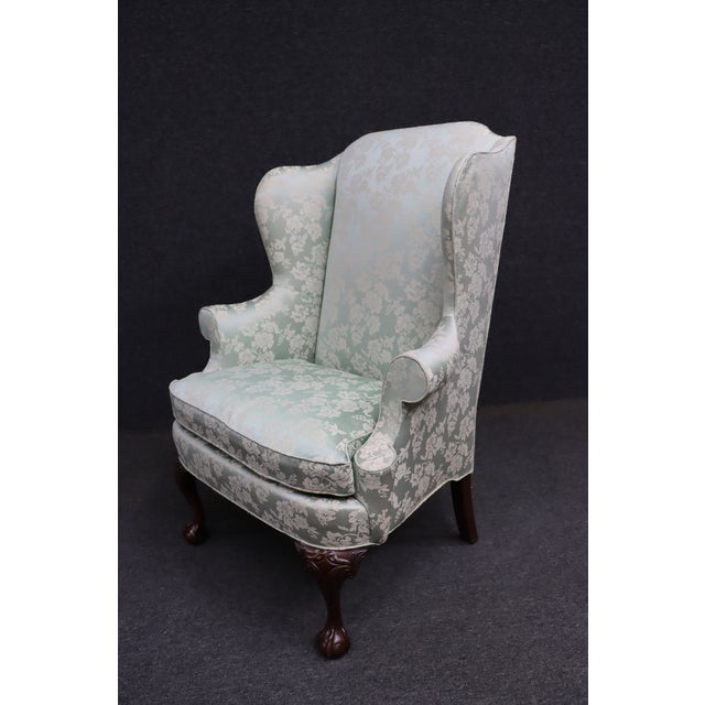 Wood Hickory Chair Chippendale-Style Wingback Chair For Sale - Image 7 of 11