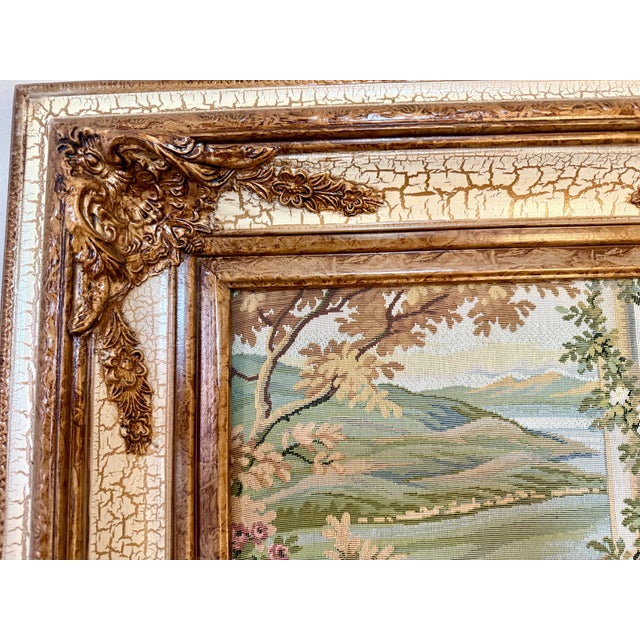 Vintage European Rococo-Style Jacquard Tapestry in Gilt Frame For Sale - Image 4 of 7