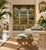 Striking vintage four-panel folding screen, beautifully hand-painted with an expansive architectural landscape scene...