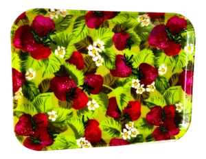 Midcentury Strawberry Pattern Serving Party Tray