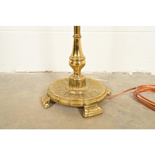 Metal Antique Art Nouveau Brass Bridge Arm Floor Lamp For Sale - Image 7 of 11