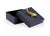 Felt Lined Wooden Box Covered In Navy Faux Leather With A Metallic Gold Whale Accent. Clean with a dry cloth