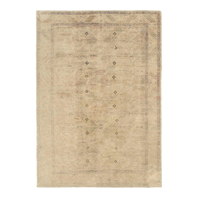 Galerie Shabab Collection Mid-20th Century Handmade Turkish Sivas Accent Rug in Cream and Mauve For Sale