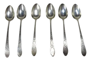 Original Matching Set of 6 Very Early 19th Century American Coin Silver Coffee Spoons