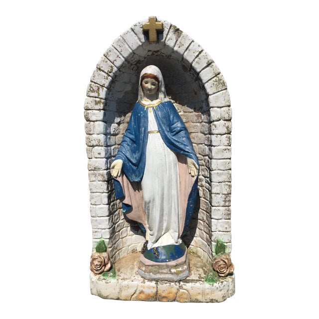 Vintage Concrete Virgin Mary Garden Statue Chairish