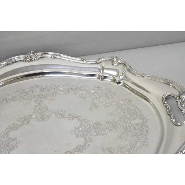 Antique Gorham Silver Plated Victorian Oval Butlers Serving Platter Bar Tray For Sale - Image 12 of 16