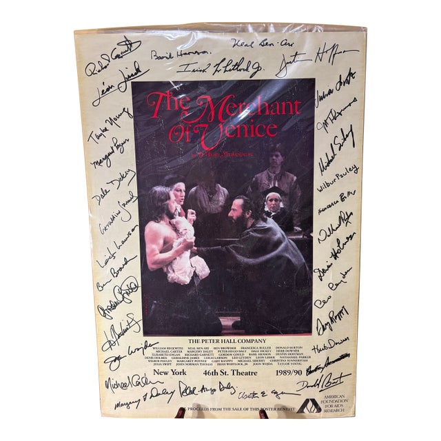 1989 the Merchant of Venice Broadway Poster — Hand Signed by Dustin Hoffman & Cast, Peter Hall Company For Sale
