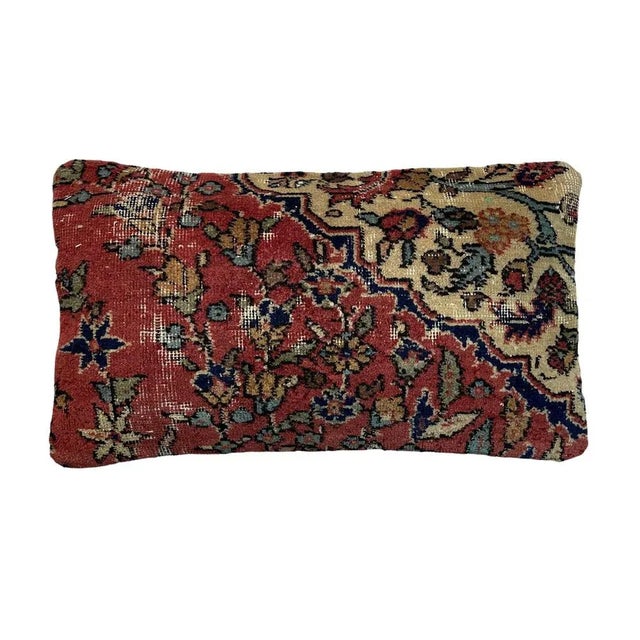 Large Vintage Turkish Handmade Rug Cushion Cover For Sale - Image 4 of 11