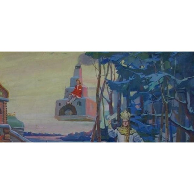 Impressionist Snow Queen Original Oil Painting, Soviet Ukrainian Art, Children's Room Decor 136-295 For Sale - Image 3 of 6