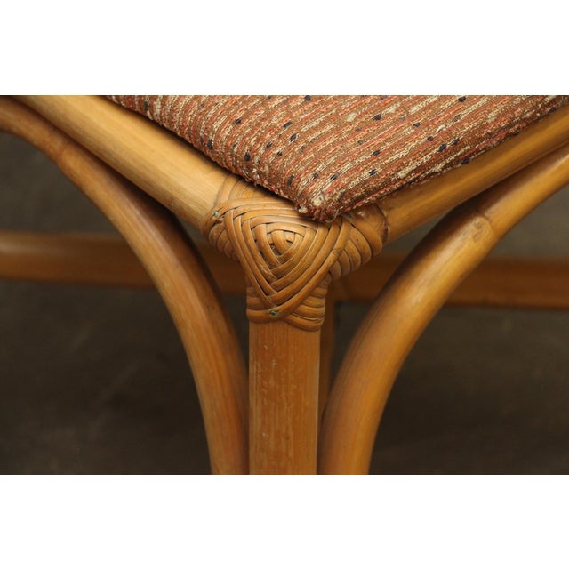 Vintage Bamboo Style Rattan Chair With Tweed Seat For Sale - Image 6 of 11