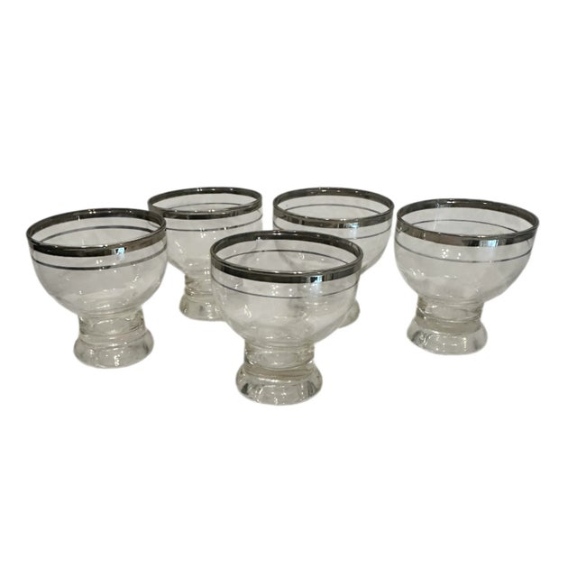 Mid-Century Modern 1950’s Javit Crystal Young Love Pattern Cocktail Glasses a Set of 5 For Sale - Image 3 of 9
