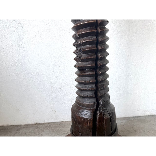 Oak Press Screw Stand with Metal Base, 19th Century For Sale - Image 16 of 18