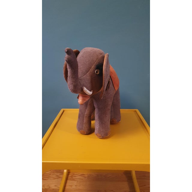 Vintage Elephant in Suede, 1970s, in Very Good conditions. Designed 1970 to 1979