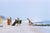 On The Hamptons Beach by Toni Frissell A family return to shore after a lilo adventure on the sea, Hamptons Beach, 1956....