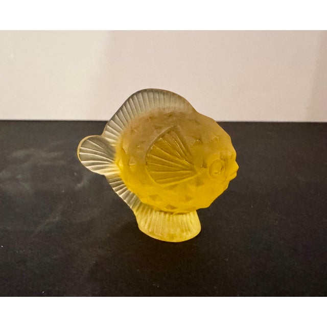 1990s Lalique Amber Crystal Pufferfish Figurine For Sale - Image 5 of 7