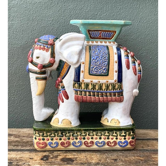 Vintage Ceramic Elephant Low Stool For Sale - Image 11 of 12