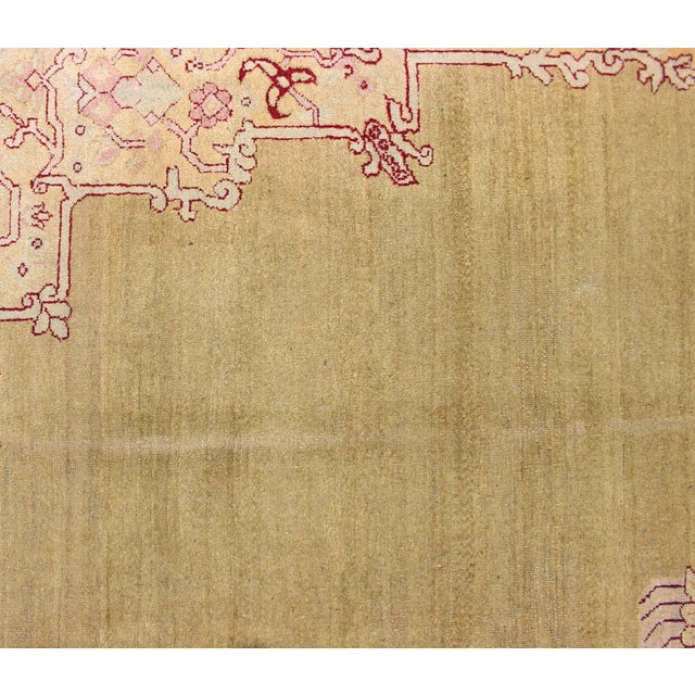 Large Antique Green Indian Amritsar Carpet With Hints of Deep Red 13'2 X 18'0 For Sale - Image 4 of 12