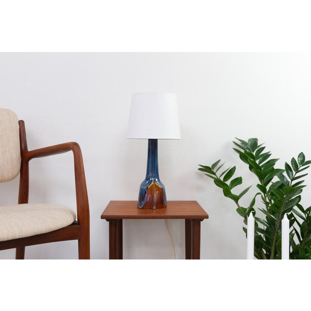 Danish Modern Blue and Brown Ceramic Table Lamp by E. Johansen for Søholm, 1960s For Sale - Image 13 of 18