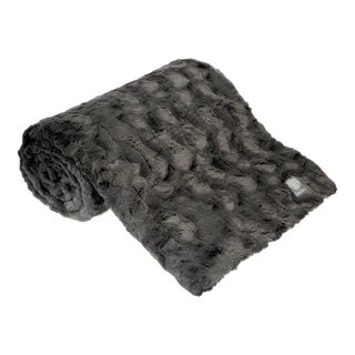 Charcoal Grey Faux Fur Minky Throw (60" X 84") For Sale