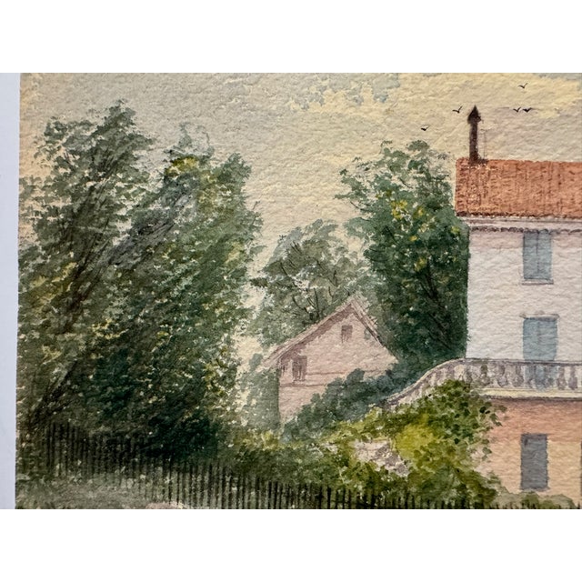 Traditional Early 20th Century Attributed to Frank Henry Mason British Architectural House Landscape Watercolor For Sale - Image 3 of 7