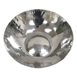 Vintage Modernist Art Deco Hand Hammered Round Centerpiece Fruit Bowl For Sale