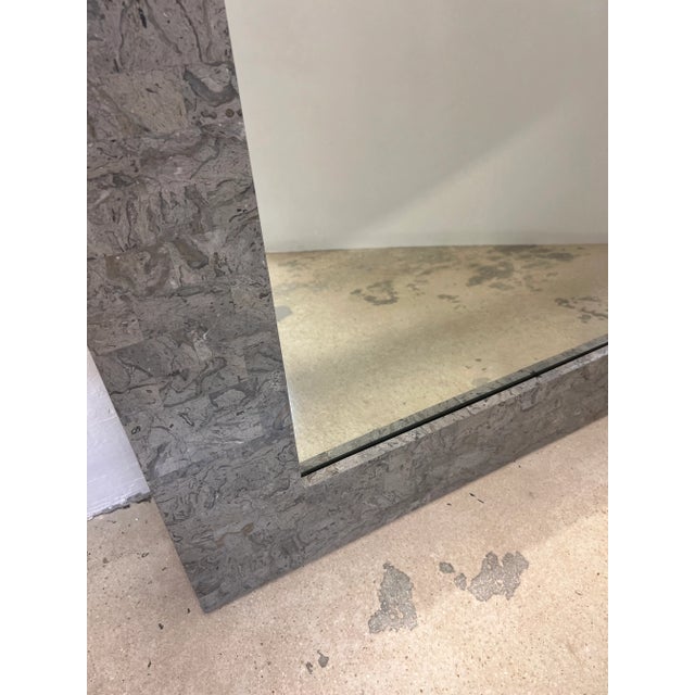 Metal Contemporary Tessellated Stone and Chrome Inlay Mirror by Oggetti For Sale - Image 7 of 12