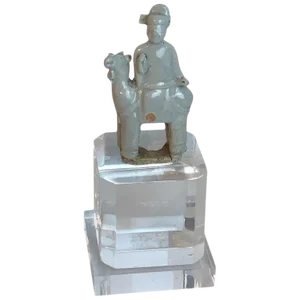 15th Century & Earlier Song Dynasty Chinese Celadon Porcelain Horse and Rider on Later Lucite Pedest