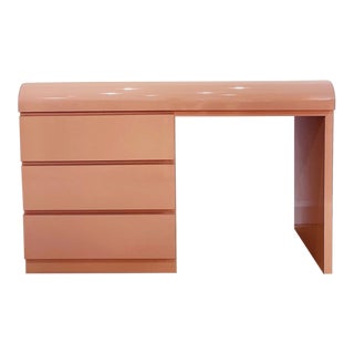 1980s Peachy Pink Laminate Desk For Sale