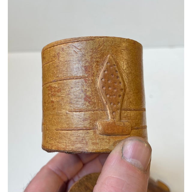 1930s Folk Art Birch Bark Canister and Wooden Boot, 1930s, Set of 2 For Sale - Image 5 of 13