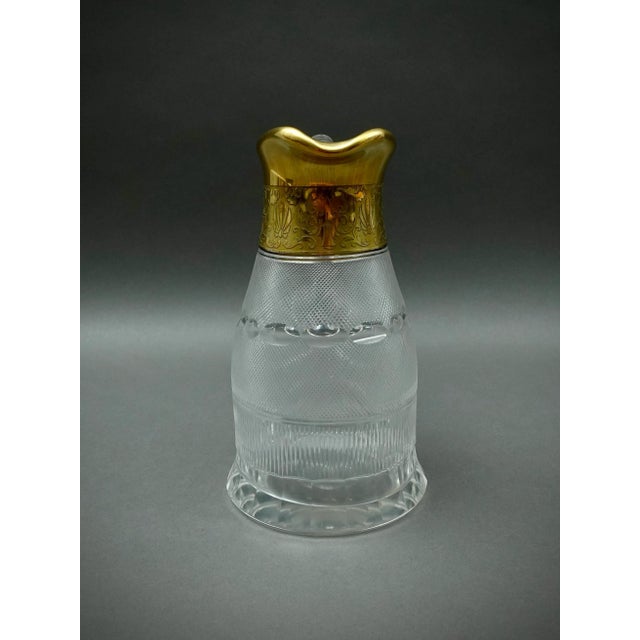 Mid-Century Modern Mid 20th Century Moser Signed Czech Splendid Gold Trim Cut Crystal Water Pitcher Jug 64 Oz For Sale - Image 3 of 10