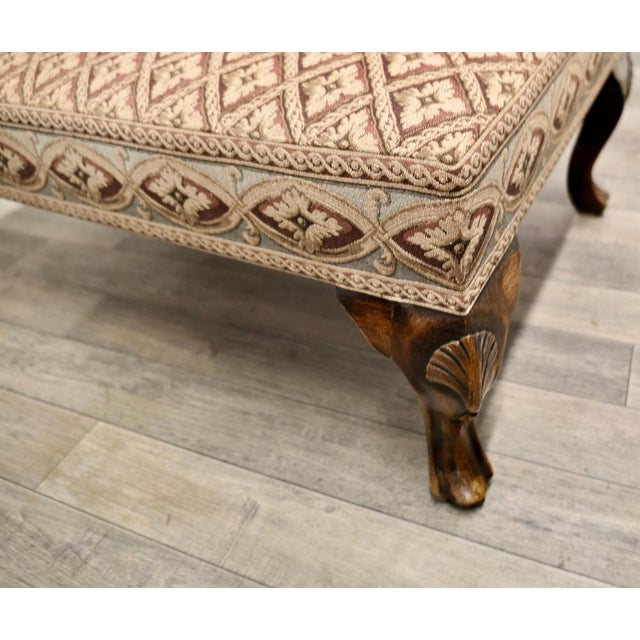 Beige Walnut Upholstered Library Stool, 1960s For Sale - Image 8 of 9