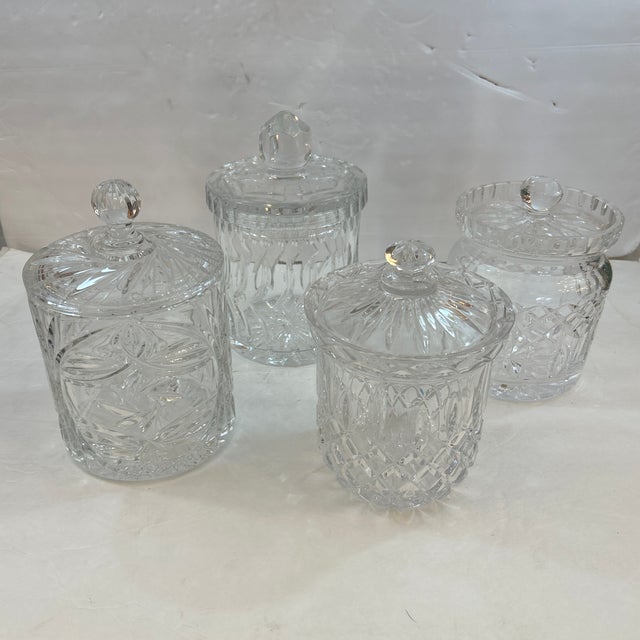 Crystal Lidded Canisters /Jars Group of 4 For Sale - Image 11 of 12