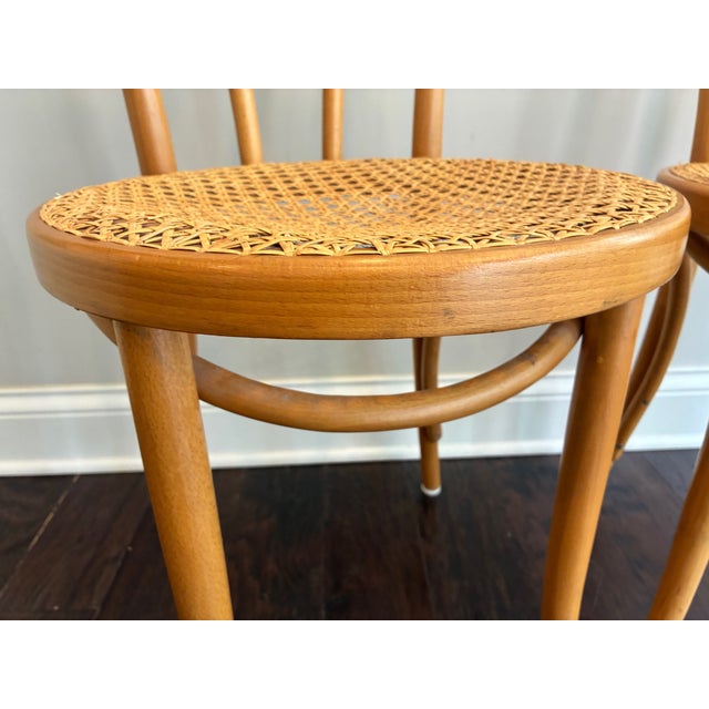 Wood Vintage 1960s Mid-Century Radomsko Thonet Style "Sweetheart" Bentwood Cane Chairs - A Pair For Sale - Image 7 of 17