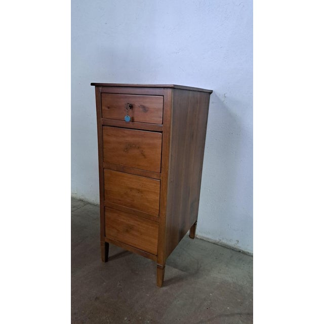 Narrow Walnut Chest of Drawers, 1980s For Sale - Image 4 of 12