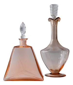 Vintage Rosaline Murano Glass Decanters with Stoppers, 1940s, Set of 2