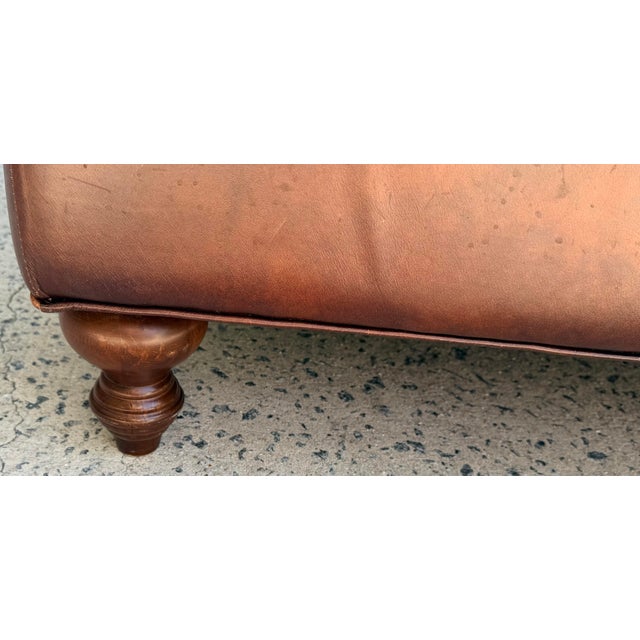 Vintage Tufted Leather Chesterfield Ottoman For Sale - Image 10 of 11