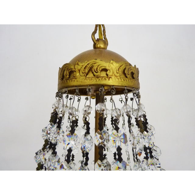 1980s Vintage Italian Hot Air Balloon Chandelier with Glass Pendants, 1980s For Sale - Image 5 of 11