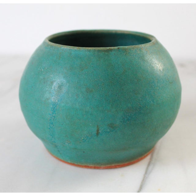Teal Vintage Teal Studio Art Pottery Vessel For Sale - Image 8 of 10