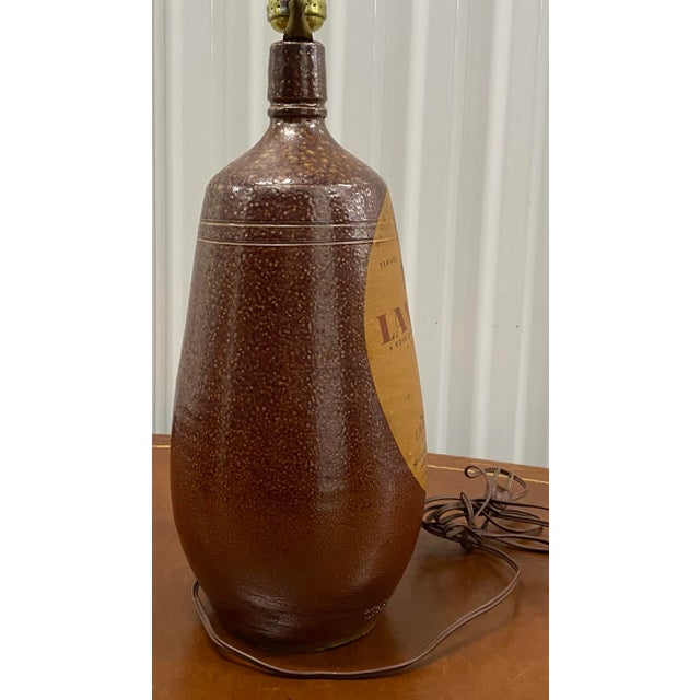 Ceramic Comparable "Lancers" Stoneware Wine Bottle Table Lamps C.1950 - a Pair For Sale - Image 7 of 10