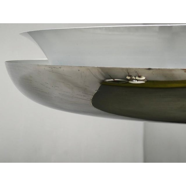 Gold Vintage Bauhaus UFO Chrome and Glass Pendant Light, Czechoslovakia, 1930s For Sale - Image 8 of 14