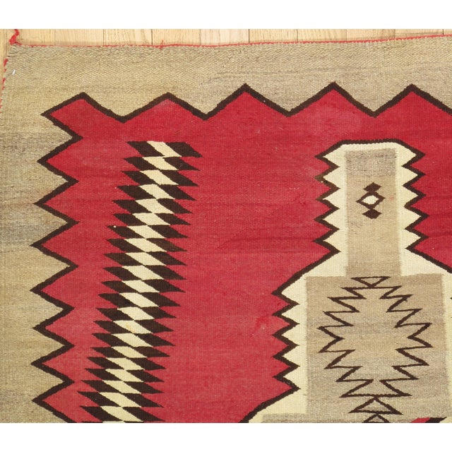 Early 20th Century 1920s Navajo Rug Red Field with Diamond & Serrated Border, Handwoven Southwesten For Sale - Image 5 of 18