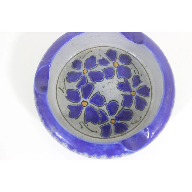 Blue 1970s Alsace Souvenir Ashtray Gres Au Sel Schmitter À Betschdorf Salt and Sandstone Ashtray Dish For Sale - Image 8 of 9