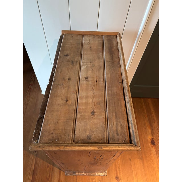 19th Century Primitive French Pine Hanging Cabinet, Original Painted Interior For Sale - Image 9 of 16