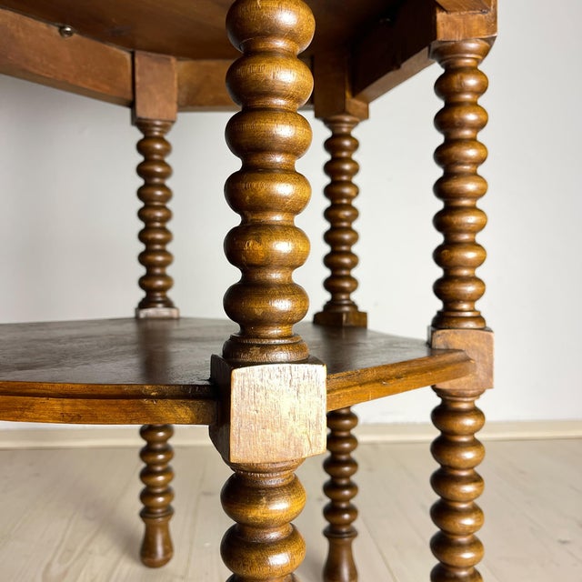 Vintage Hexagonal Walnut Side Table, 1930s For Sale - Image 16 of 18