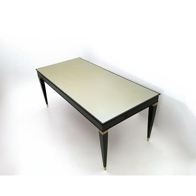 Lacquered Beech Dining Table in the style of Paolo Buffa with Taupe Glass Top by Paolo Buffa, 1950s For Sale - Image 12 of 12