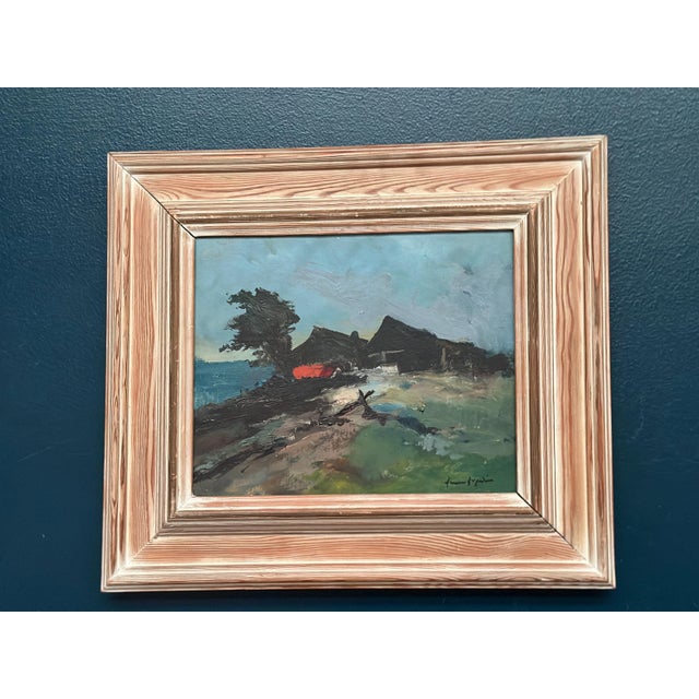 Original Swedish Oil on Becker Panel – “Coastal Landscape with Cottage” by Arne Aspelin (1911–1990) – Signed – Vintage &...