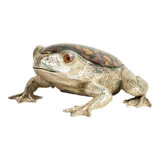 Vintage Silver Plate and Tortoise Frog by Maitland Smith For Sale